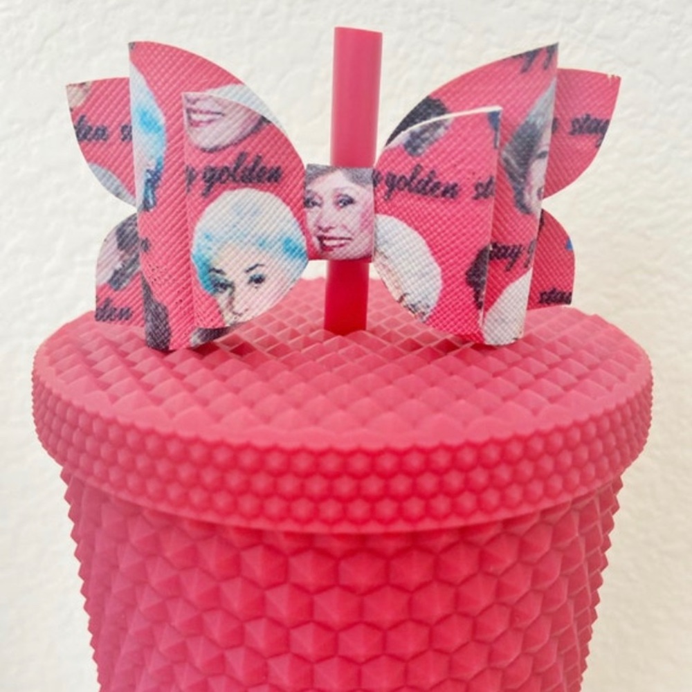 Golden Girls Bow Straw Topper - Stay Golden